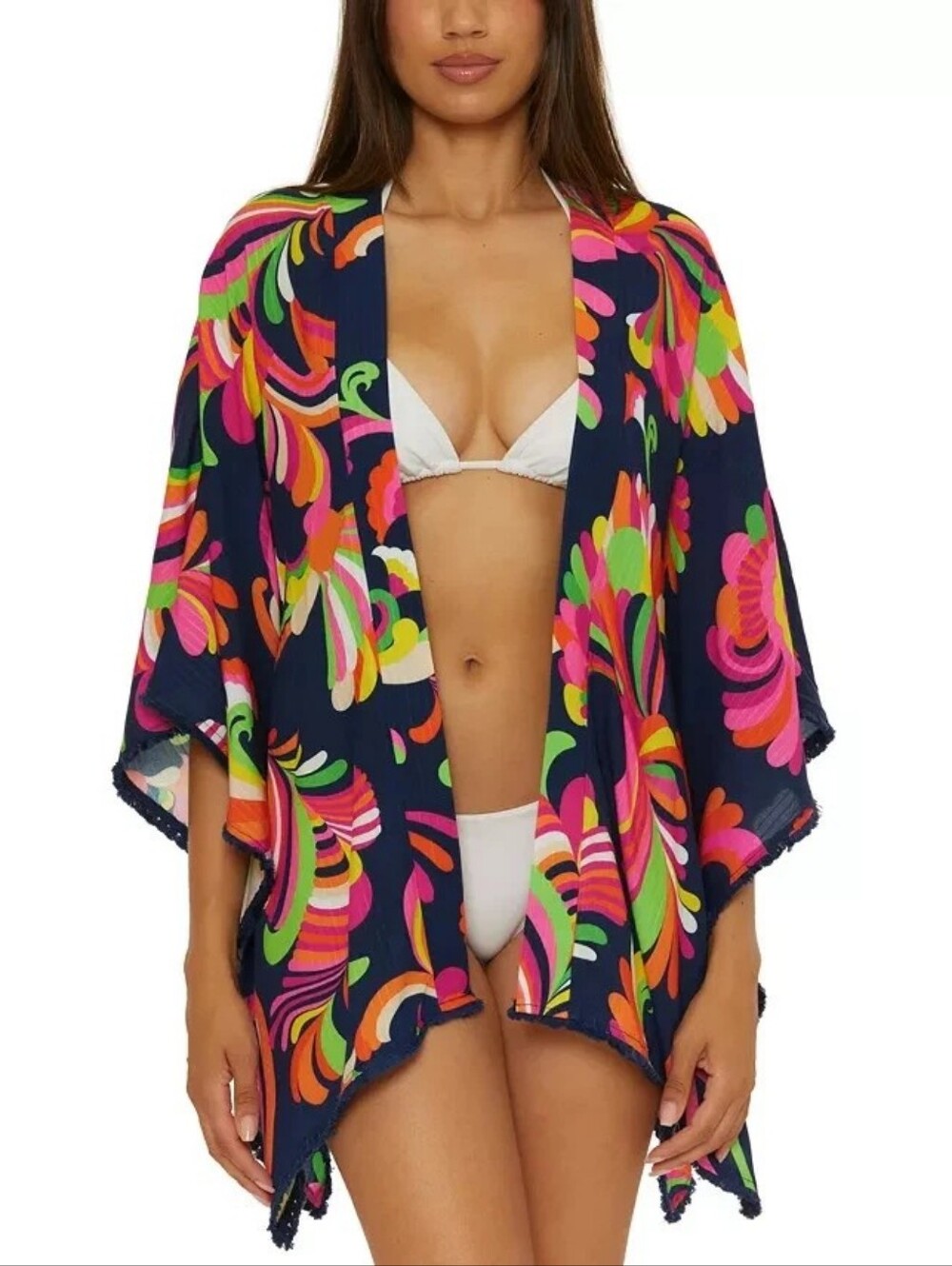 NWT Trina Turk Women's Poolside Swirl Kimono Swimsuit Cover Up Multi OS ymr0626